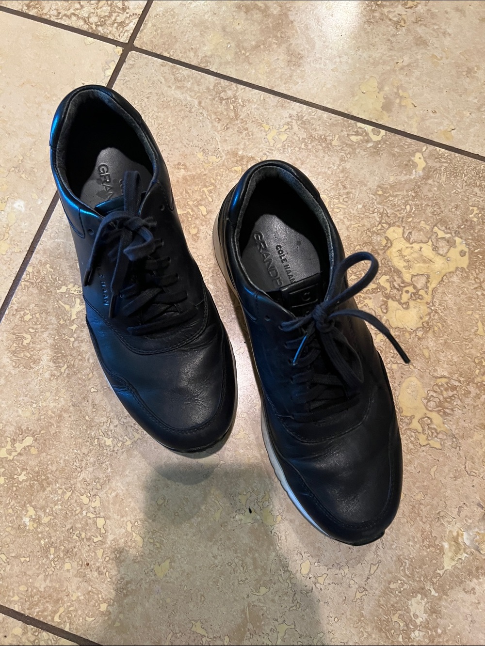 Cole Haan Black Leather Lace-Up Sneakers